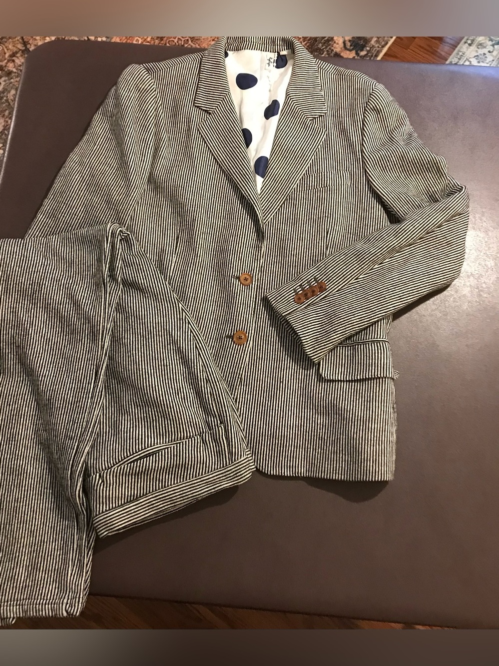 Kigliya Made in Japan Striped 2 Piece Blazer Pants Suit Set L